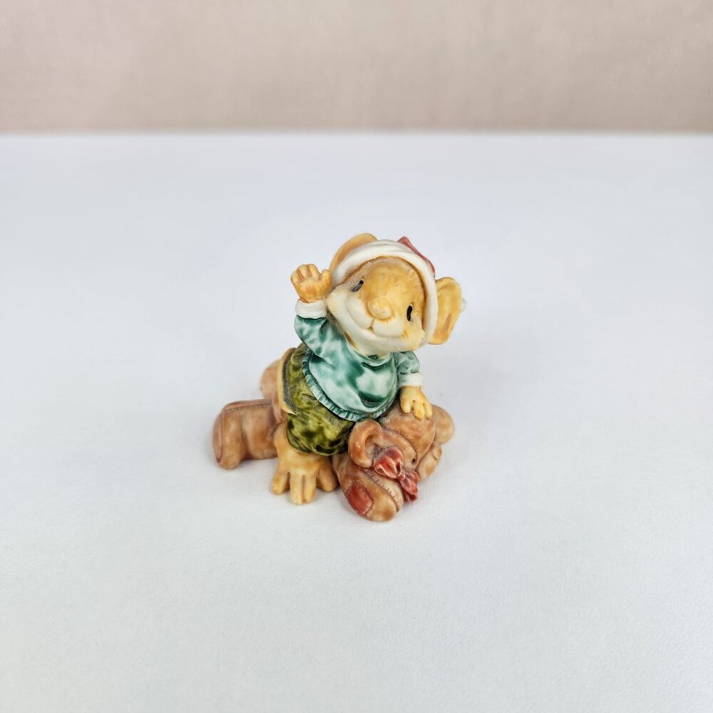 VINTAGE GANZ Little Cheesers #05305 Jeremy With Teddy Bear 1991 Mouse Figurine